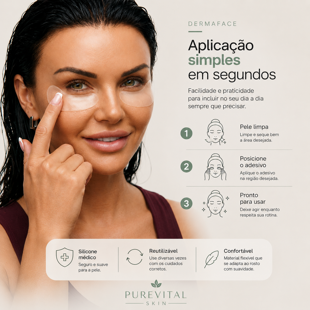 Kit facial antirrugas Dermaface® - Elimina as rugas do sono linhas de expressão causa pela dobra da pele