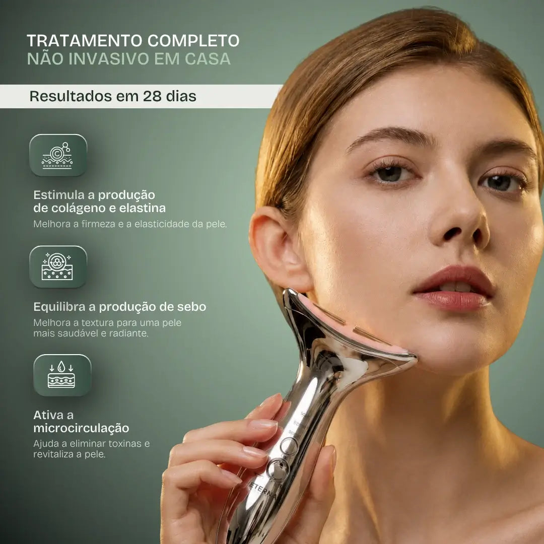 Massageador MicroGlow™ 3 em 1 anti - envelhecimento e lifting — modos lifting, firmeza e rejuvenescimento das células| Purevital