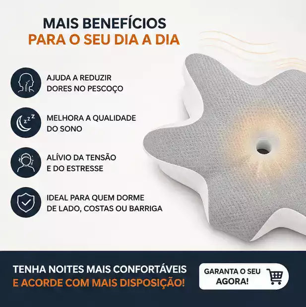 Travesseiro ortopédica confort life - ajuste e correção postural durante o sono com apoio de braço