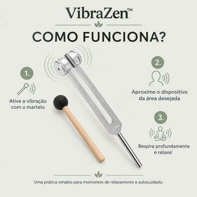 Diapasão Terapêutico VibraZen™ 128 Hz | Vibração Sonora para Relaxamento e Restauração energetica| purevital